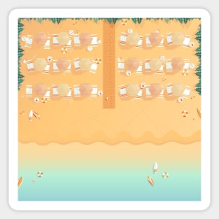 Beach, top view, summer vacation illustration Sticker